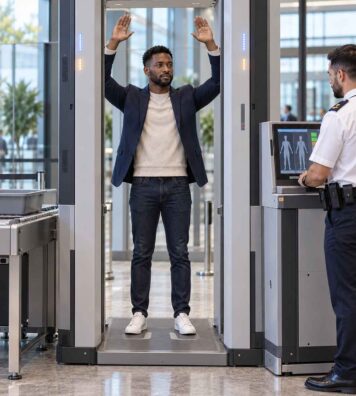Airport body scan in progress
